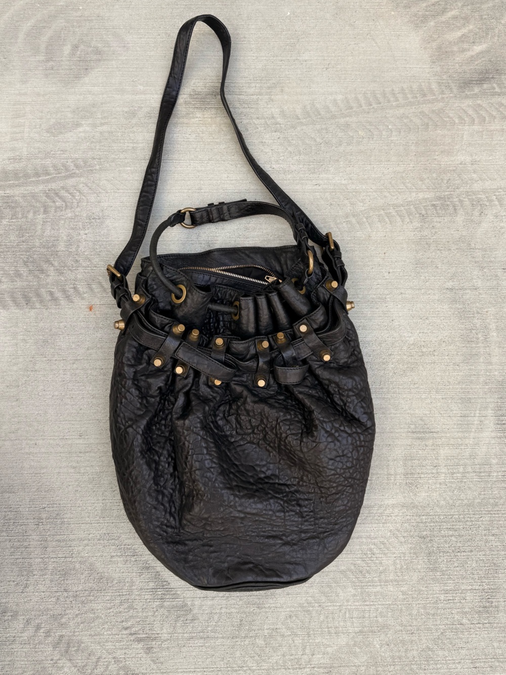 Alexander Wang Black Leather Shoulder Bag with Gold-Tone Hardware